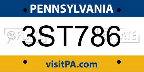 3ST786 Pennsylvania License Plate