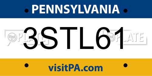 3STL61 Pennsylvania License Plate