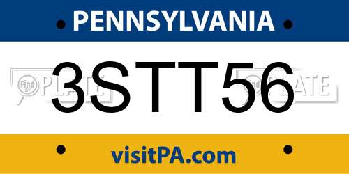 3STT56 Pennsylvania License Plate