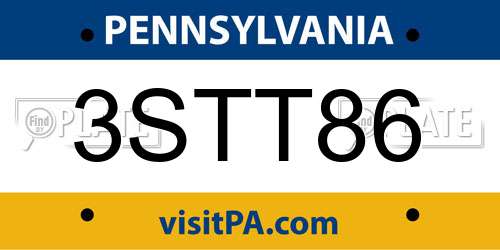 3STT86 Pennsylvania License Plate