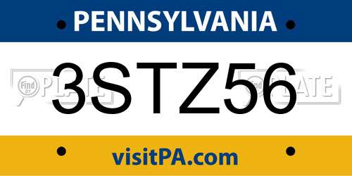 3STZ56 Pennsylvania License Plate