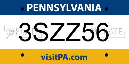 3SZZ56 Pennsylvania License Plate