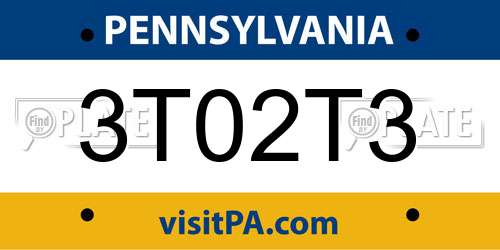 3T02T3 Pennsylvania License Plate