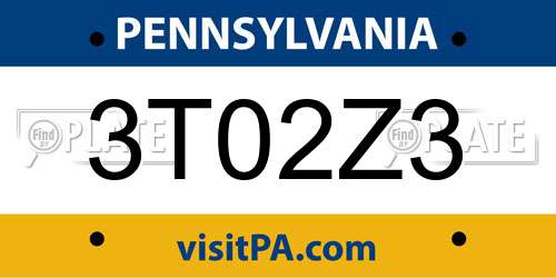 3T02Z3 Pennsylvania License Plate