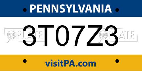 3T07Z3 Pennsylvania License Plate