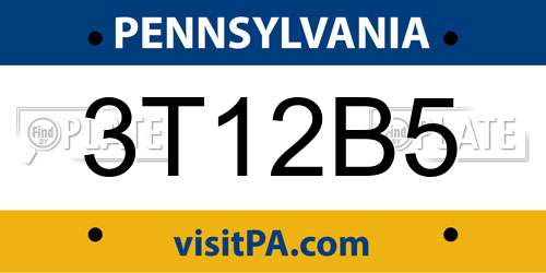 3T12B5 Pennsylvania License Plate