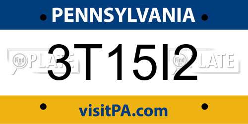 3T15I2 Pennsylvania License Plate