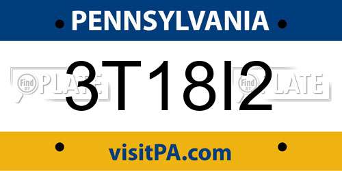 3T18I2 Pennsylvania License Plate