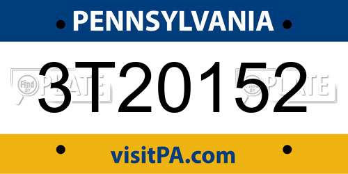 3T20152 Pennsylvania License Plate