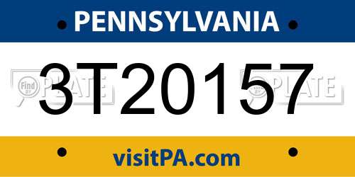 3T20157 Pennsylvania License Plate