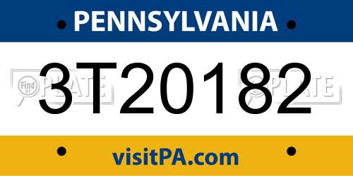 3T20182 Pennsylvania License Plate