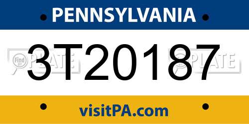 3T20187 Pennsylvania License Plate