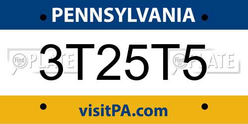 3T25T5 Pennsylvania License Plate