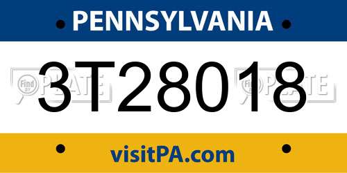 3T28018 Pennsylvania License Plate