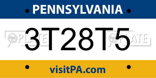 3T28T5 Pennsylvania License Plate