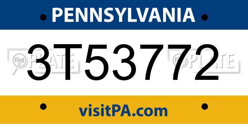 3T53772 Pennsylvania License Plate