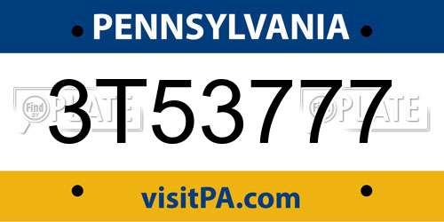 3T53777 Pennsylvania License Plate