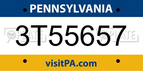3T55657 Pennsylvania License Plate