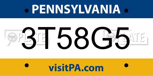 3T58G5 Pennsylvania License Plate