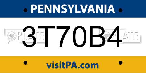 3T70B4 Pennsylvania License Plate