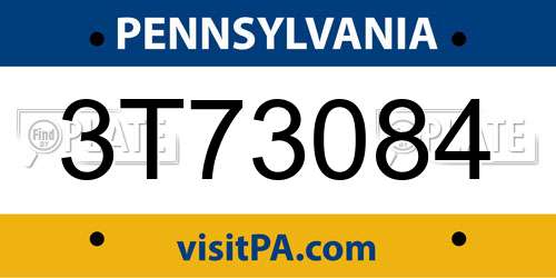 3T73084 Pennsylvania License Plate