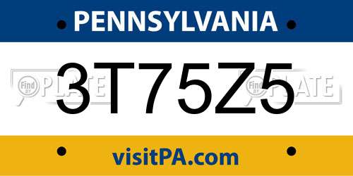 3T75Z5 Pennsylvania License Plate