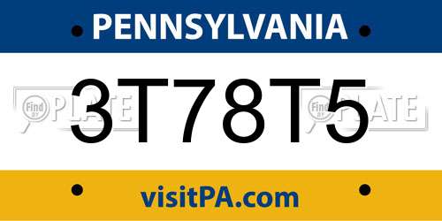 3T78T5 Pennsylvania License Plate