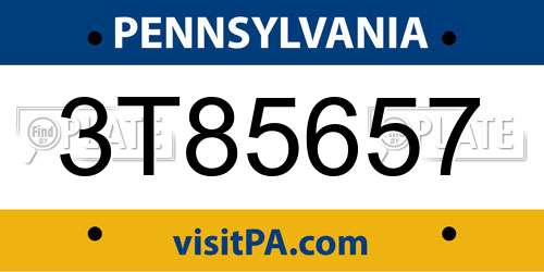 3T85657 Pennsylvania License Plate