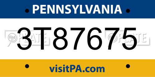 3T87675 Pennsylvania License Plate
