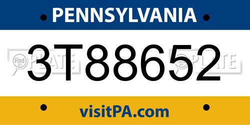 3T88652 Pennsylvania License Plate