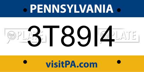 3T89I4 Pennsylvania License Plate