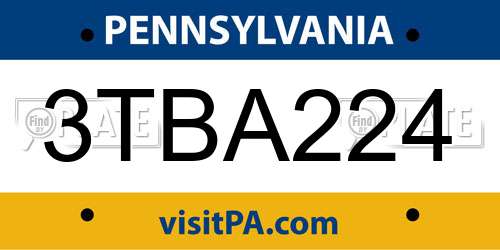 3TBA224 Pennsylvania License Plate