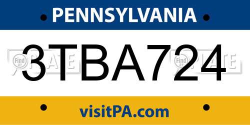 3TBA724 Pennsylvania License Plate