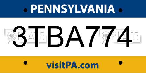3TBA774 Pennsylvania License Plate