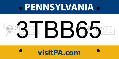 3TBB65 Pennsylvania License Plate