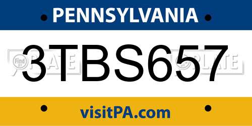 3TBS657 Pennsylvania License Plate