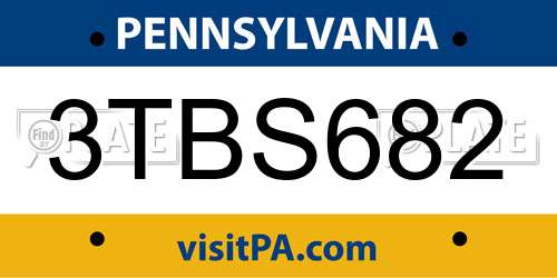 3TBS682 Pennsylvania License Plate