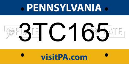 3TC165 Pennsylvania License Plate