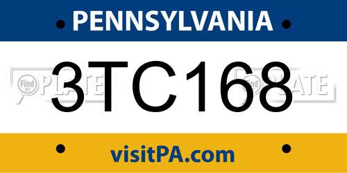 3TC168 Pennsylvania License Plate