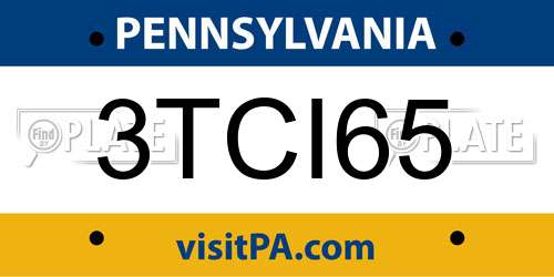 3TCI65 Pennsylvania License Plate