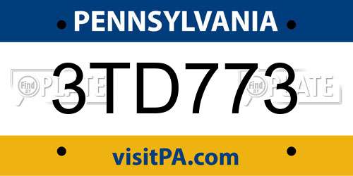 3TD773 Pennsylvania License Plate