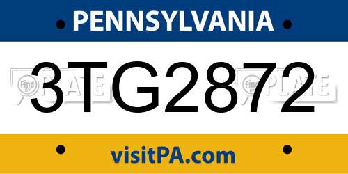 3TG2872 Pennsylvania License Plate