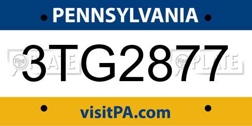 3TG2877 Pennsylvania License Plate