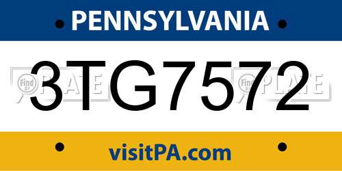 3TG7572 Pennsylvania License Plate