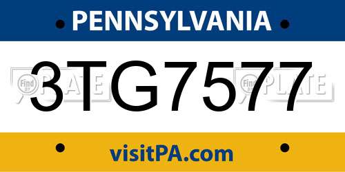 3TG7577 Pennsylvania License Plate