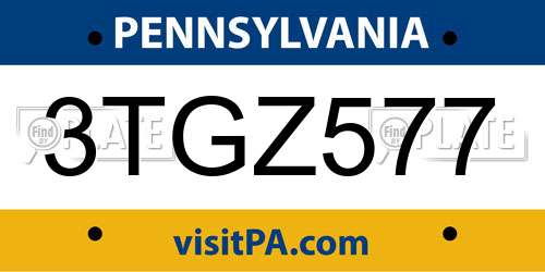 3TGZ577 Pennsylvania License Plate