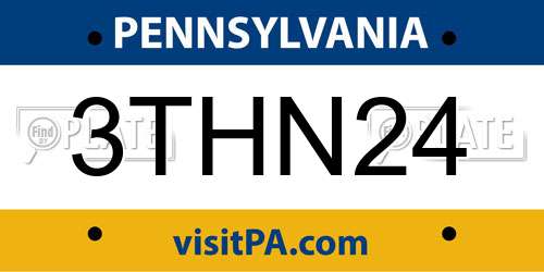 3THN24 Pennsylvania License Plate