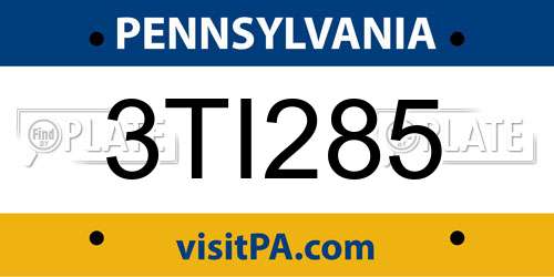 3TI285 Pennsylvania License Plate