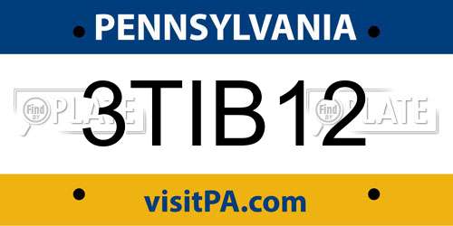 3TIB12 Pennsylvania License Plate