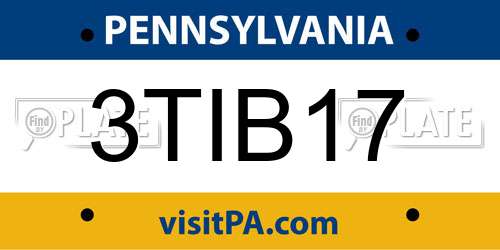 3TIB17 Pennsylvania License Plate